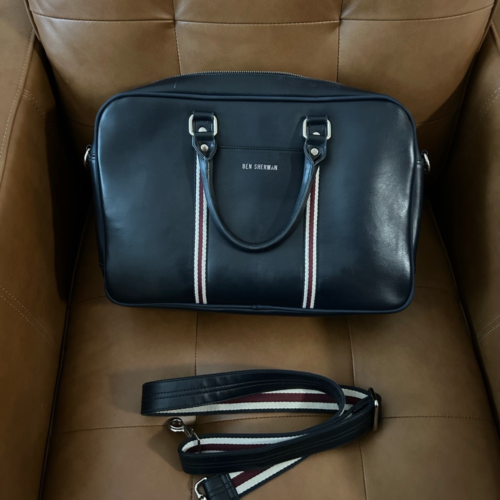 Ben Sherman Navy Blue Weekender bag with Striped Strap